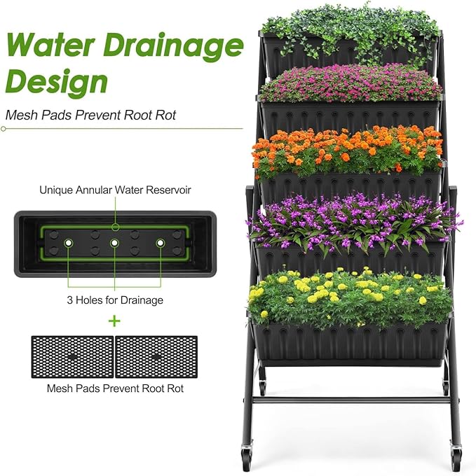 SEJOV 2 Pack Vertical Raised Garden Bed, 5-Tier Vertical Garden Planter - Image 4