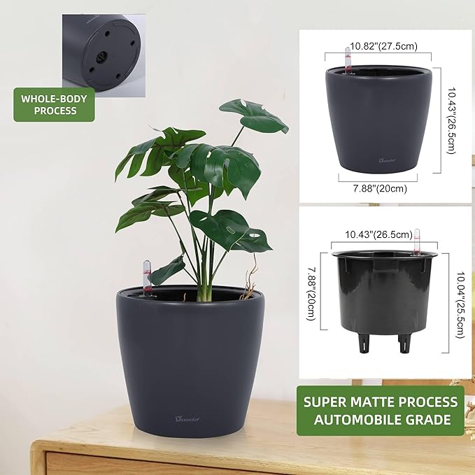 Dexceder 11x10 Inches Self Watering Planter Indoor Outdoor, Inner Pot Design - Image 3