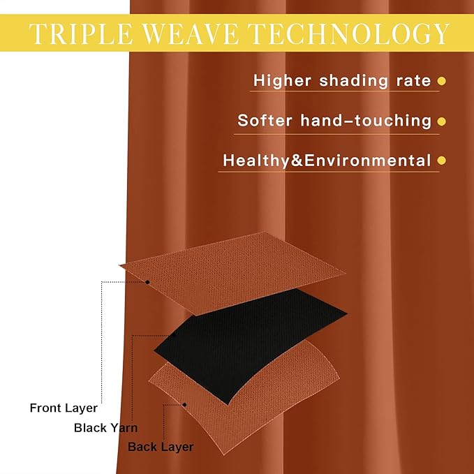 NICETOWN Burnt Orange Blackout Curtain - Image 4