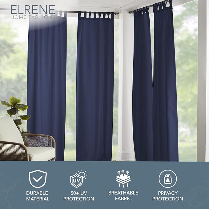Elrene Home Fashions Matine Weatherproof Tab-Top Indoor/Outdoor Solid Color - Image 2