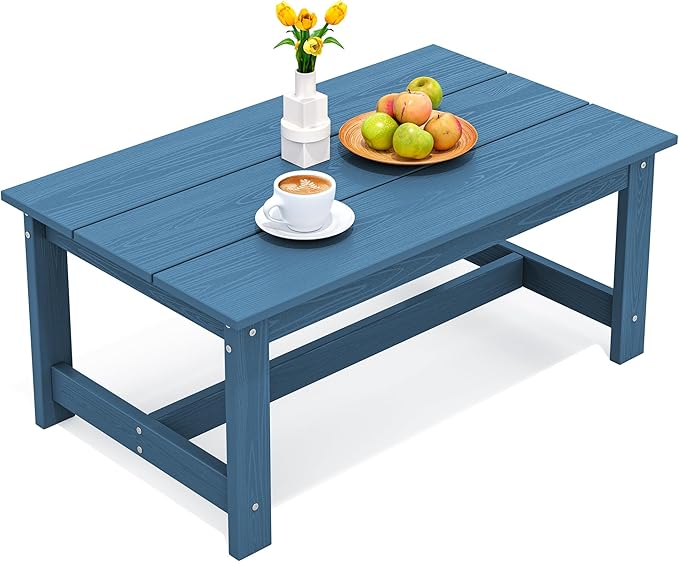 SERWALL HDPE Patio Coffee Table, Rectangle Outdoor Coffee Table, All-Weather by SERWALL