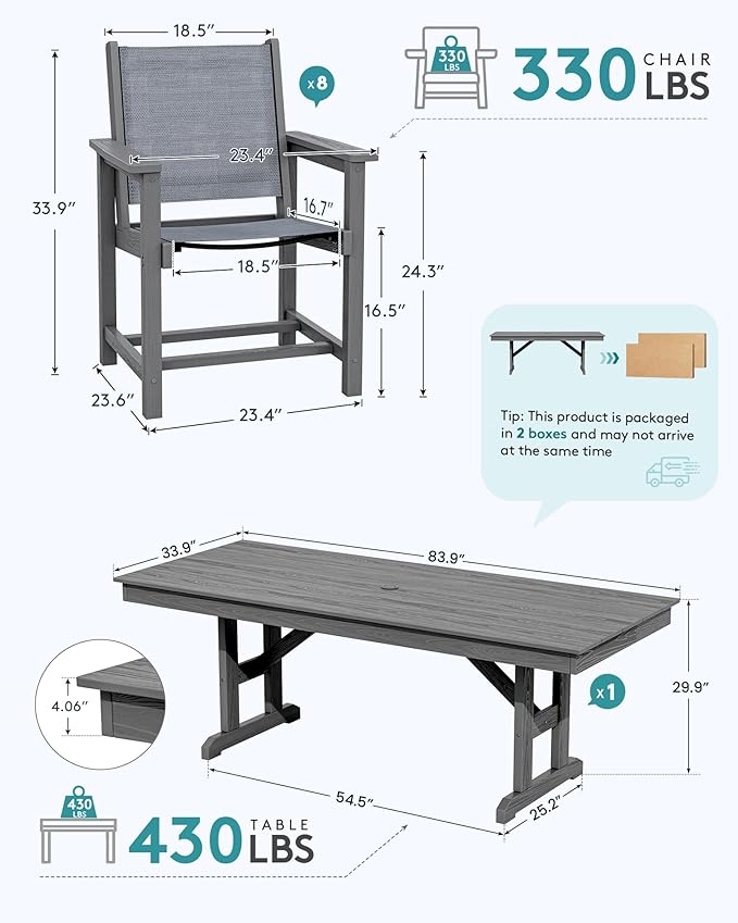 SERWALL 9 Piece Outdoor Dining Set - Image 2