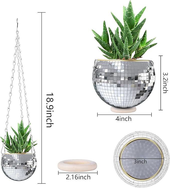 moonoom 2 Pcs Hanging Disco Ball Planter - Image 2