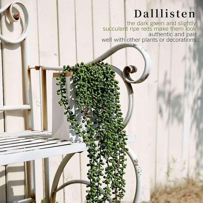 6 Pcs Artificial Succulents Hanging Plants, Fake String of Pearls Greenery - Image 6