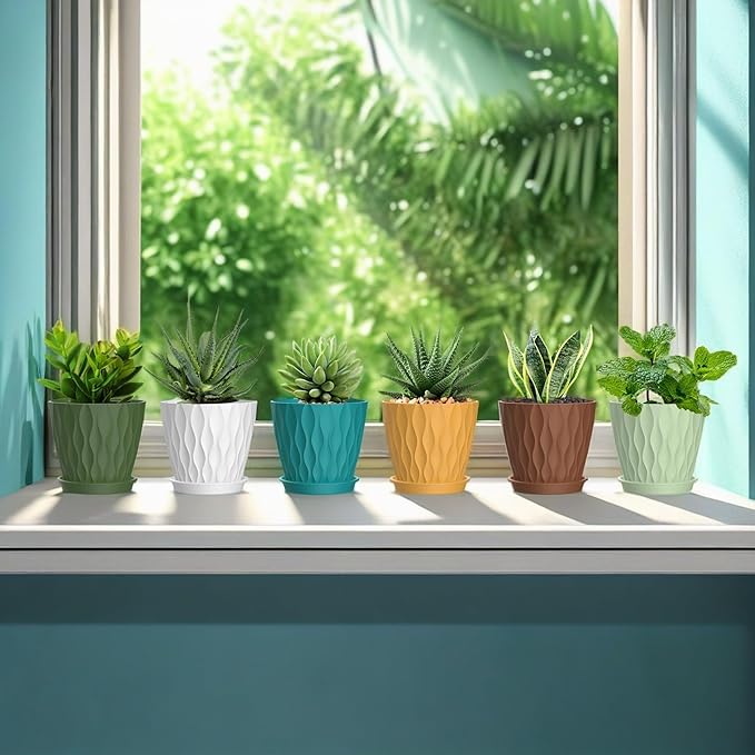 5 Inch Planter Pots, 6 Pack Indoor Planters, Small Flower Pots - Image 5