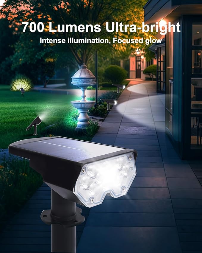 4 Pack Solar Powered Outdoor Spot Lights Outside Waterproof 20 LEDs Landscape - Image 2