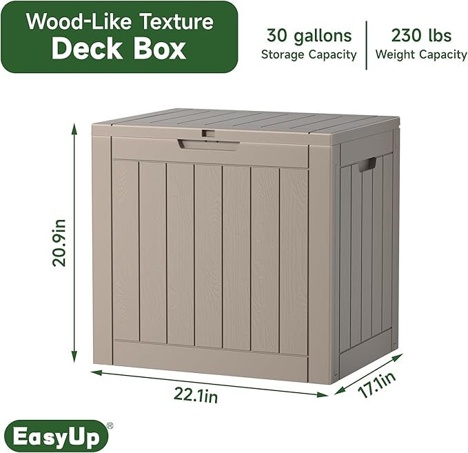EasyUp 30 Gallon Outdoor Storage Box Waterproof, UV Resistant Outdoor Deck Box - Image 2
