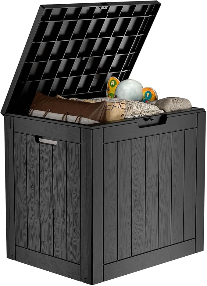 33 Gallon Outdoor Deck Box, Lockable Waterproof Outdoor Storage Boxes by MAIUSCOLI