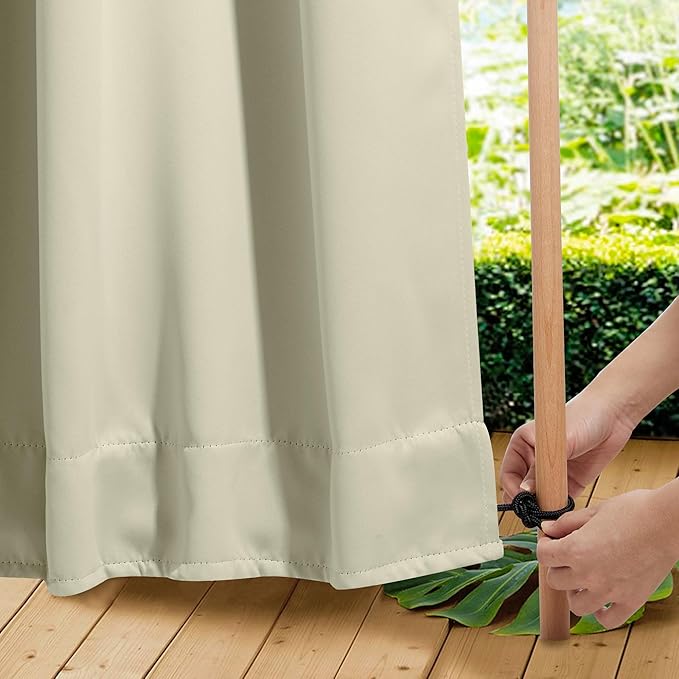 NICETOWN 2 Panels Waterproof Outdoor Curtains Fixed Grommet & Back Tab on Top & by NICETOWN