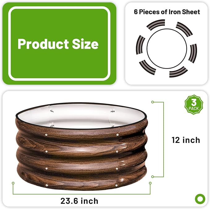SnugNiture 2x2x1ft Round Galvanized Raised Garden Bed Kit Outdoor, Metal - Image 3