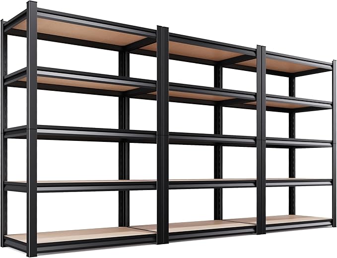 Set of 3 Garage Shelving-2050 lbs 5 Tier Storage Shelves, Adjustable Heavy Duty by Unknown