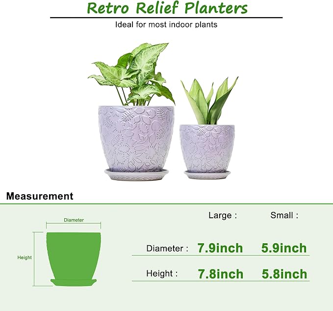 8 Inch + 6 Inch Retro Ceramic Planter Set of 2 - Image 3