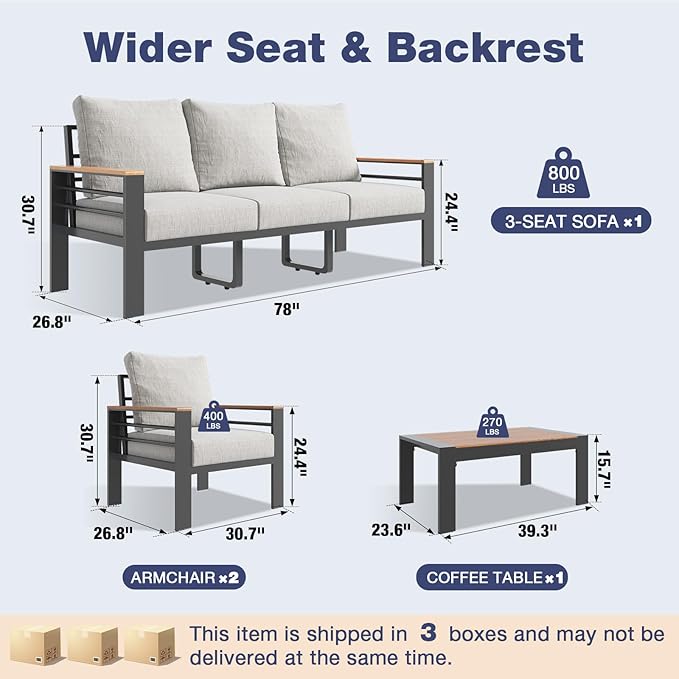 Aoxun Aluminum Patio Furniture Set - Image 7