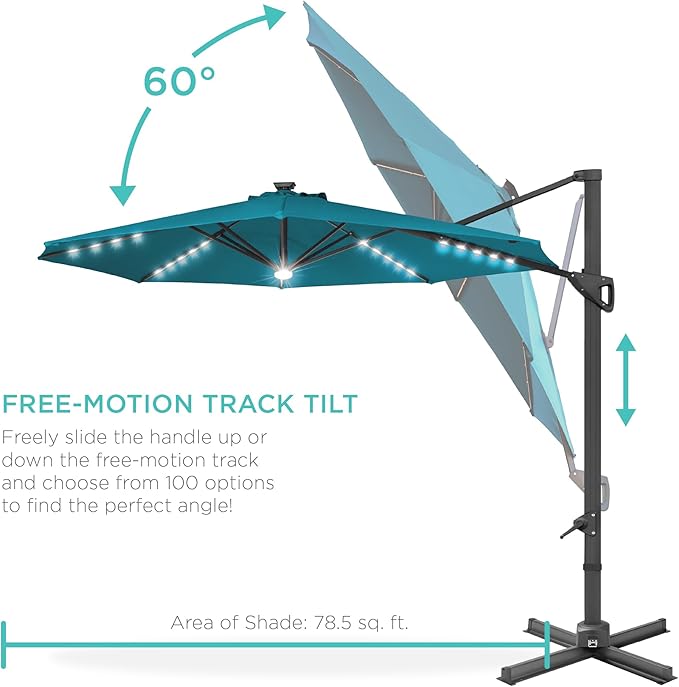 Best Choice Products 10ft Solar LED Cantilever Patio Umbrella, 360-Degree - Image 5