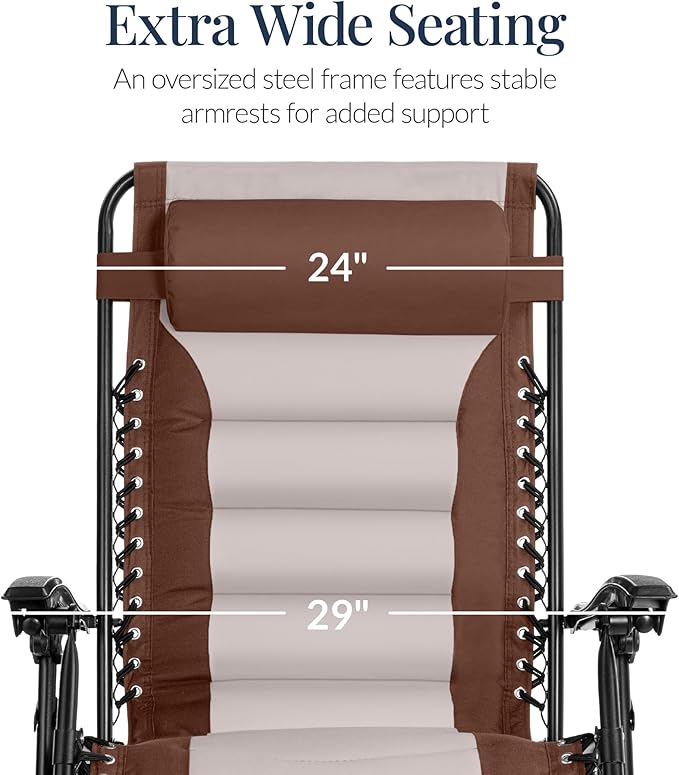 Best Choice Products Oversized Padded Zero Gravity Chair, Folding Outdoor Patio - Image 3
