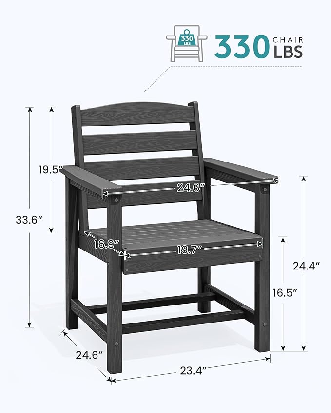 SERWALL Outdoor Dining Chairs Set of 4, All-Weather HDPE Patio Chair - Image 2