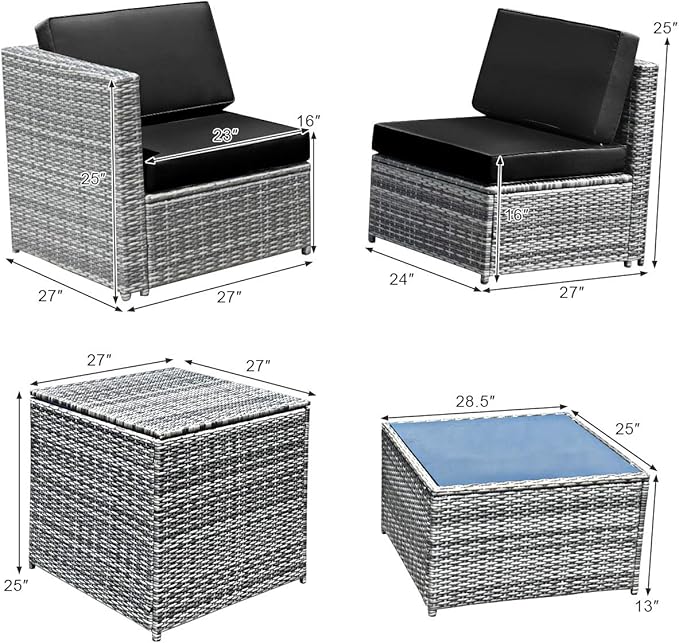 Tangkula 8 Pieces Wicker Patio Furniture Set - Image 4