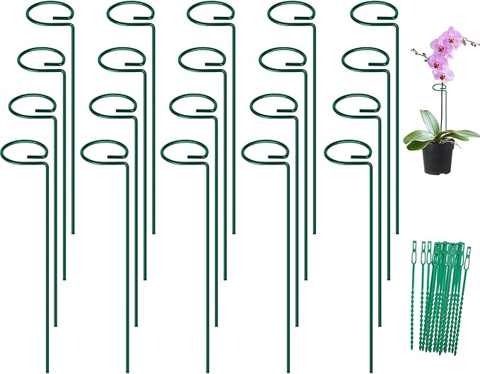 FEED GARDEN 16 Inch 20 Pack Plant Support Stakes, Metal Garden Flower Stakes by FEEDGARDEN