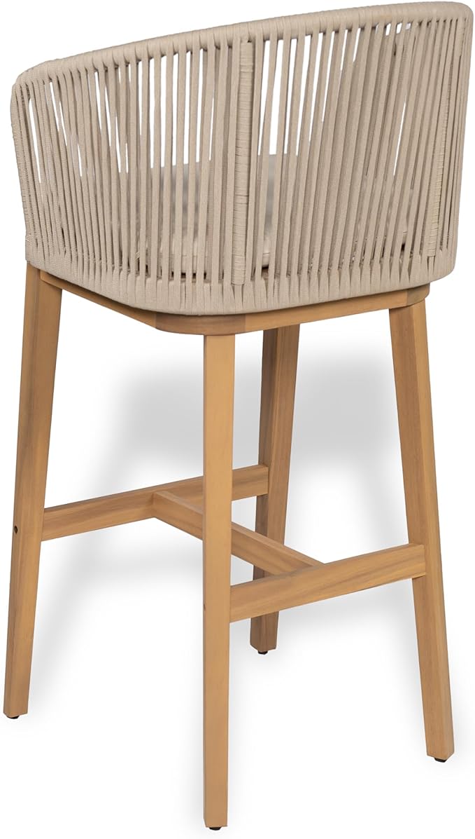 Christopher Knight Home Zax Set of 2 Patio Barstool, Acacia Wood & Rope Outdoor - Image 8