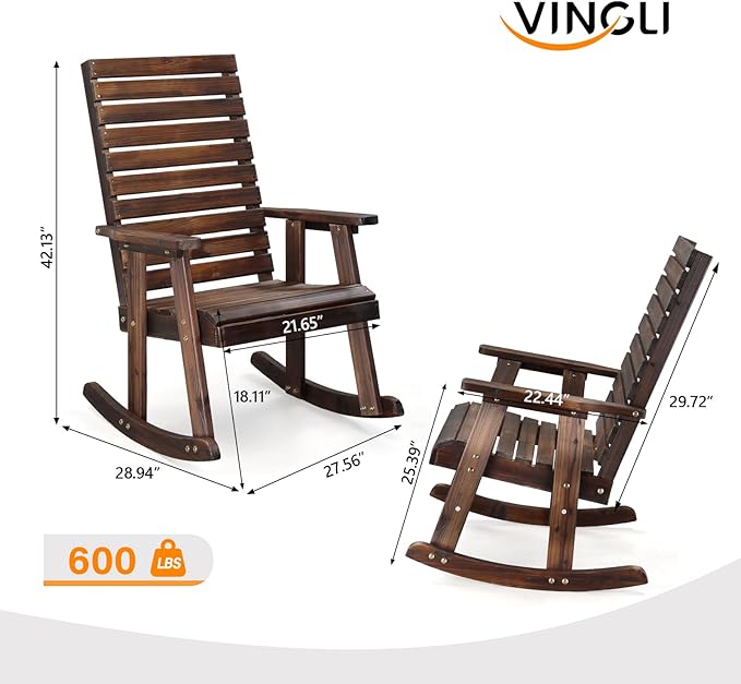 VINGLI Wooden Rocking Chair - Image 3