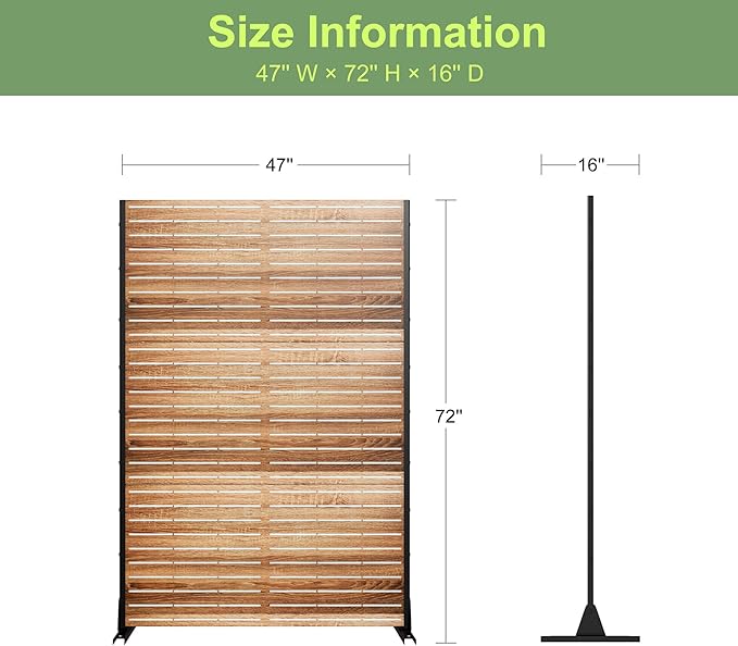 Casaphoria Metal Privacy Screen Outdoor, Wood Color - Image 5