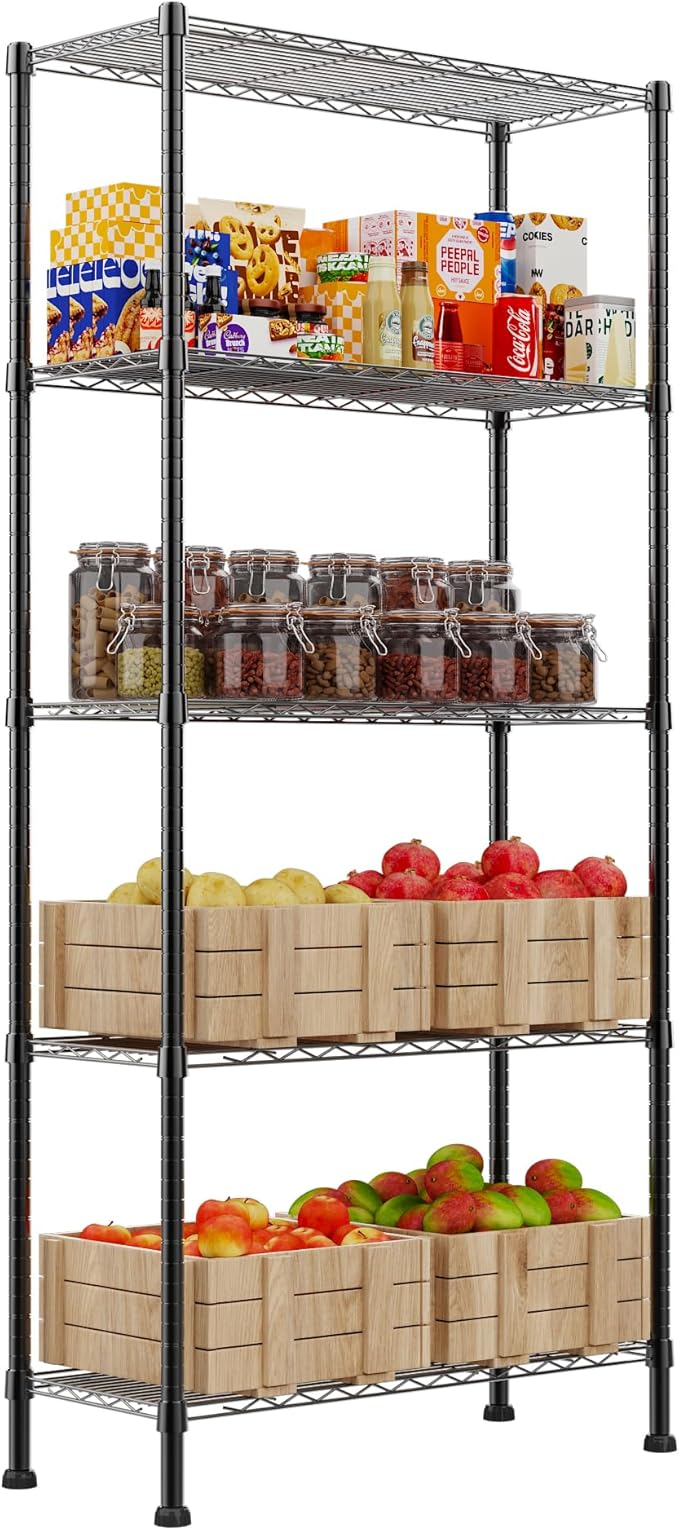 REGILLER 5-Wire Shelving Metal Storage Rack Adjustable Shelves, Standing - Image 8