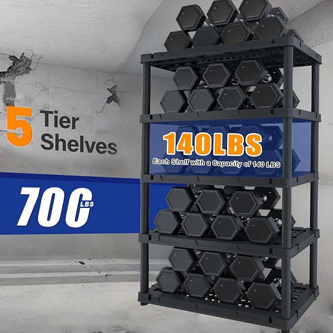 Plastic Storage Shelves, Plastic Heavy Duty Shelves 16.93" D x 35.43" W x - Image 4