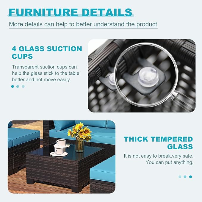 Outdoor Wicker Patio Furniture Set, Rattan Sectional Sofa Set - Image 4