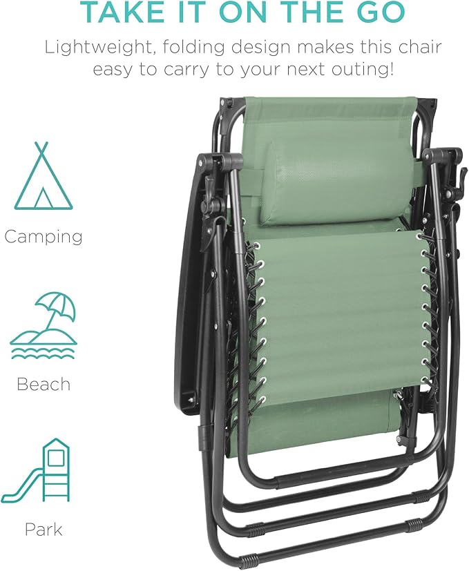 Best Choice Products Folding Zero Gravity Outdoor Recliner Patio Lounge Chair - Image 7