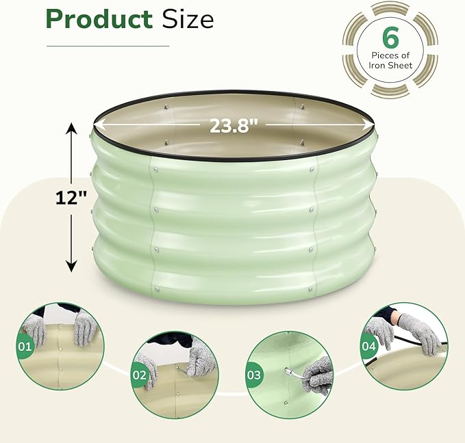 GreatBuddy 2x2x1 ft Round Galvanized Raised Garden Bed, Easy-Assembly Raised Bed - Image 3
