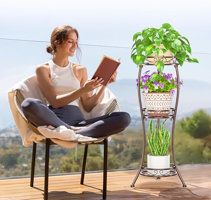LASZOLA Bronze 3 Tier Tall Plant Stand - Image 2