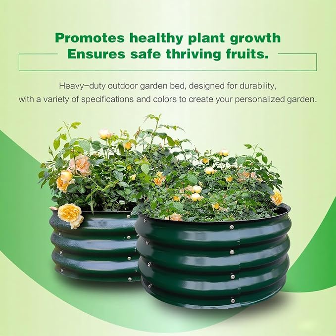 GARDMAX 2 Pack 2x2x1FT Galvanized Round Raised Garden Bed Kit, Metal Planter - Image 4