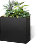 Black Steel Planter Box for Outdoor Plants 24" x 10" x 24" Metal Rectangular by DISCOVERINGBEAUTY