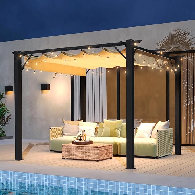 Aoxun 10'x10' Outdoor Pergola, Patio Aluminum Pergola by Aoxun