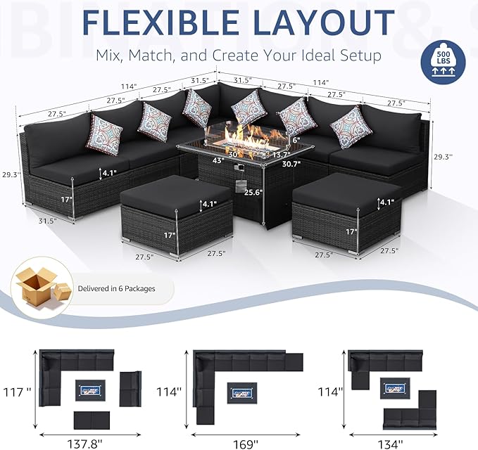 NICESOUL 10 Piece Contemporary Patio Furniture Set - Image 4