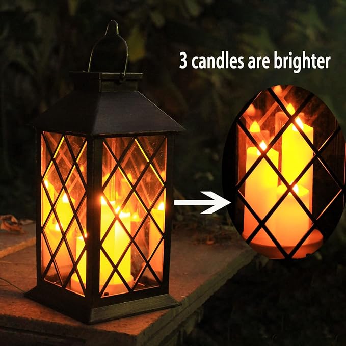 Solar Outdoor Lantern, Garden Hanging Waterproof Lanterns PVC Upgrade 3 LED - Image 2