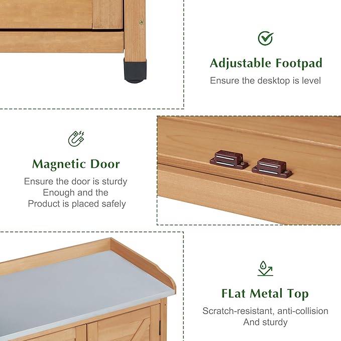 Outdoor Storage Cabinet & Potting Bench Table - Image 6