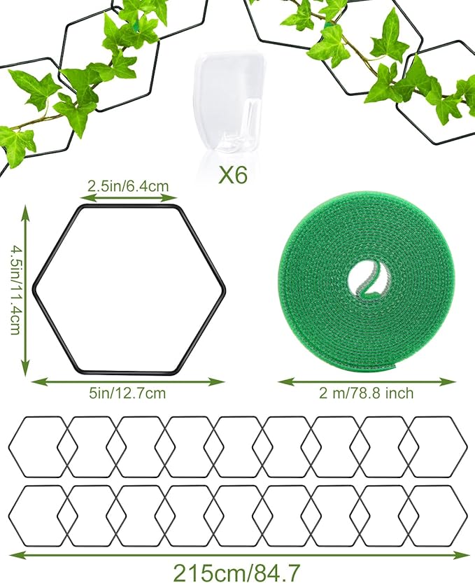18 Pcs Garden Chain Trellis for Indoor Climbing Plants, Unique 6-Corner Plant - Image 2