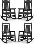 SERWALL HDPE Outdoor Rocking Chair Set of 4, Patio Rocking Chairs, All-Weather by SERWALL