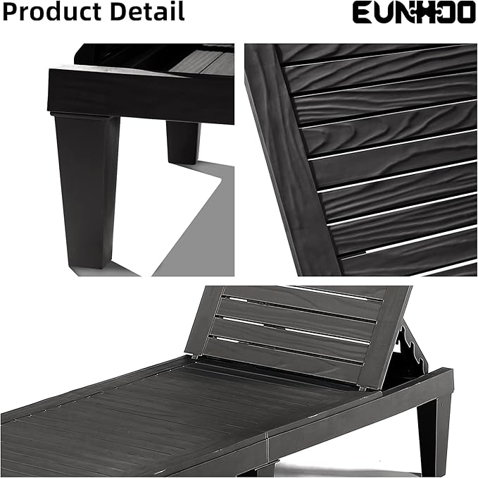 Chaise Lounge Outdoor Set of 4, Adjustable Pool Lounge Chair - Image 6