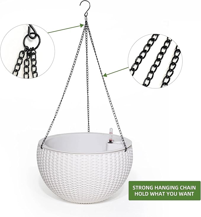 Dexceder 9 Inch Self Watering Hanging Planters Indoor Outdoor, Thickened - Image 5
