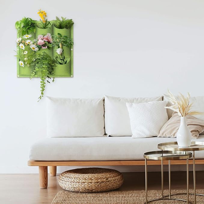 Hanging Planting Grow Bags, 9 Pockets Hanging Vertical Wall Planter Wall - Image 6