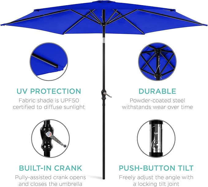 Best Choice Products 10ft Outdoor Table Compatible Steel Polyester Market Patio - Image 5