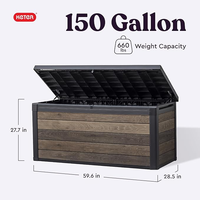 Keter Signature Collection 150 Gallon Resin Deck Box Organization and Storage - Image 2