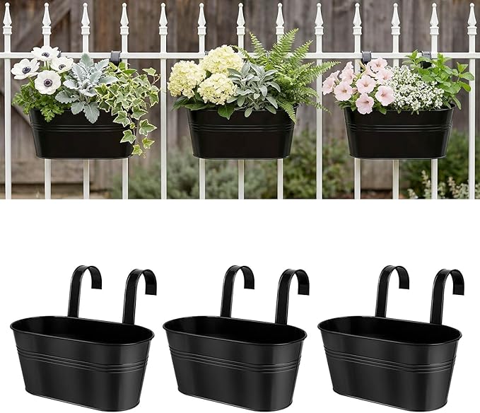 Metal Railing Planters for Outdoor Plants by vensovo