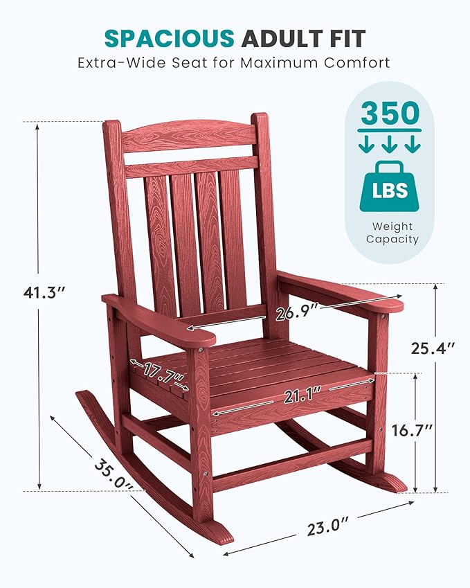 SERWALL Patio Rocking Chairs Set of 4, HDPE Outdoor Rockers - Image 3