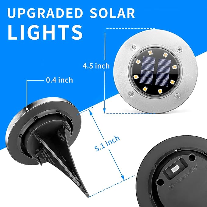 SOLPEX Solar Lights Outdoor Waterproof, 8 Pack Solar Ground Lights, Solar - Image 6