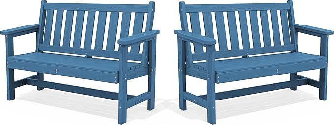 SERWALL HDPE Outdoor Benches Weatherproof, 2-Person Garden Bench by SERWALL