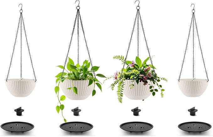 Hanging Planters for Indoor Outdoor Plants 8 and 10 Inch, 4 Packs Hanging - Image 7