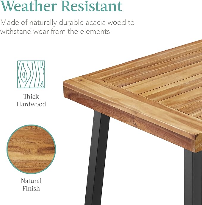 Best Choice Products 6-Person Indoor Outdoor Acacia Wood Dining Table, Picnic - Image 6